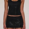 Haut à encolure dégagée et dos nageur en jersey orné de strass Aine, noir Haut à encolure dégagée et dos nageur en jersey orné de strass Aine, noir