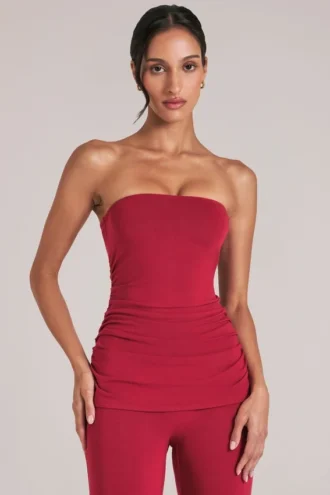 Haut long bandeau Leni en rouge cerise