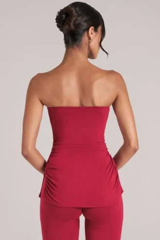 Haut long bandeau Leni en rouge cerise