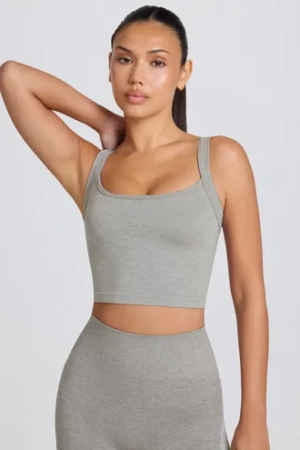 Haut long sans coutures Super Sculpt en gris chiné