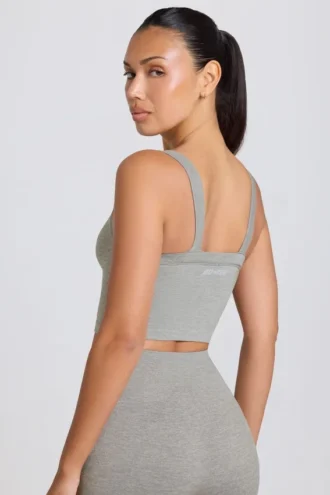 Haut long sans coutures Super Sculpt en gris chiné