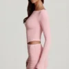 Mini-jupe froncée taille mi-haute Cali en modal rose Mini-jupe froncée taille mi-haute Cali en modal rose