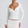 Mini-jupe froncée à taille mi-haute en modal Cali, couleur blanc Mini-jupe froncée à taille mi-haute en modal Cali, couleur blanc
