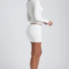 Mini-jupe froncée à taille mi-haute en modal Cali, couleur blanc Mini-jupe froncée à taille mi-haute en modal Cali, couleur blanc