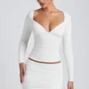 Mini-jupe froncée à taille mi-haute en modal Cali, couleur blanc Mini-jupe froncée à taille mi-haute en modal Cali, couleur blanc