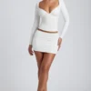 Mini-jupe froncée à taille mi-haute en modal Cali, couleur blanc Mini-jupe froncée à taille mi-haute en modal Cali, couleur blanc