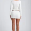 Mini-jupe froncée à taille mi-haute en modal Cali, couleur blanc Mini-jupe froncée à taille mi-haute en modal Cali, couleur blanc