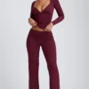 Haut à manches longues froncé Emry en modal, couleur prune Haut à manches longues froncé Emry en modal, couleur prune