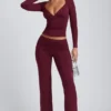 Haut à manches longues froncé Emry en modal, couleur prune Haut à manches longues froncé Emry en modal, couleur prune