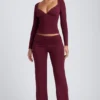 Haut à manches longues froncé Emry en modal, couleur prune Haut à manches longues froncé Emry en modal, couleur prune