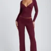 Haut à manches longues froncé Emry en modal, couleur prune Haut à manches longues froncé Emry en modal, couleur prune