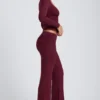 Haut à manches longues froncé Emry en modal, couleur prune Haut à manches longues froncé Emry en modal, couleur prune