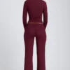 Haut à manches longues froncé Emry en modal, couleur prune Haut à manches longues froncé Emry en modal, couleur prune