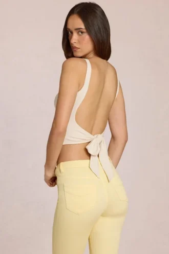 Haut à nouer dans le dos en modal Norelle, couleur ivoire