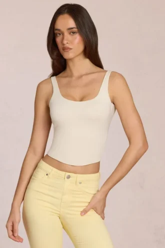 Haut à nouer dans le dos en modal Norelle, couleur ivoire