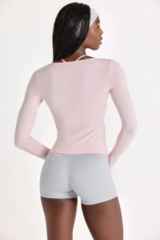 Haut à nouer sur le devant en modal, couleur Blush