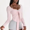 Haut à nouer sur le devant en modal, couleur Blush Haut à nouer sur le devant en modal, couleur Blush