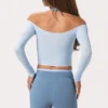 Haut à épaules dénudées en jersey doux, bleu poudre Haut à épaules dénudées en jersey doux, bleu poudre