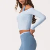 Haut à épaules dénudées en jersey doux, bleu poudre Haut à épaules dénudées en jersey doux, bleu poudre