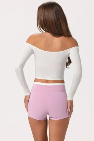 Haut à épaules dénudées en jersey doux, couleur Milk
