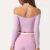 Haut à épaules dénudées en jersey doux, couleur rose tendre Haut à épaules dénudées en jersey doux, couleur rose tendre
