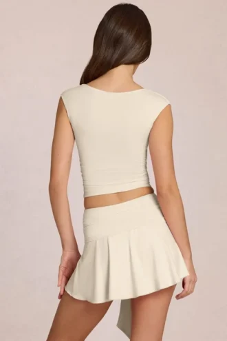 Haut plongeant Nalia en modal, couleur ivoire