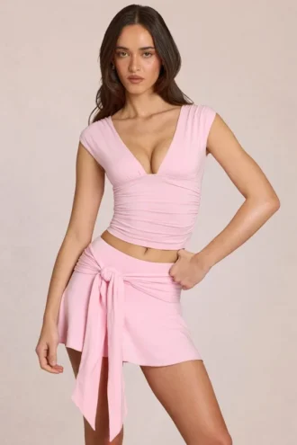 Haut plongeant Nalia en modal, rose pâle