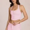 Haut style corset à dos nu en denim Elowis, rose pâle Haut style corset à dos nu en denim Elowis, rose pâle