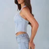 Haut style corset en denim Lotta à dos nu en denim clair Haut style corset en denim Lotta à dos nu en denim clair