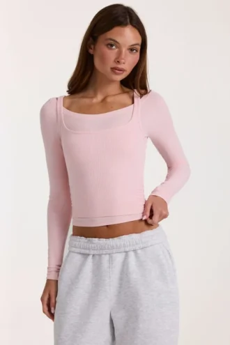 Haut superposé en modal blush chiné