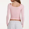 Haut superposé en modal blush chiné Haut superposé en modal blush chiné