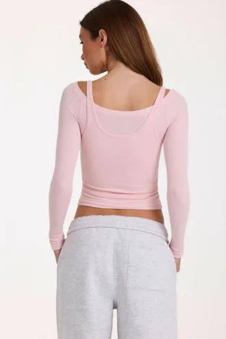 Haut superposé en modal blush chiné