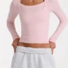 Haut superposé en modal blush chiné Haut superposé en modal blush chiné