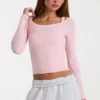Haut superposé en modal blush chiné Haut superposé en modal blush chiné
