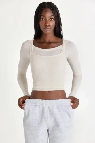 Haut superposé en modal, couleur ivoire