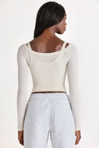 Haut superposé en modal, couleur ivoire