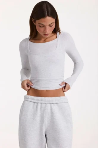 Haut superposé en modal gris chiné