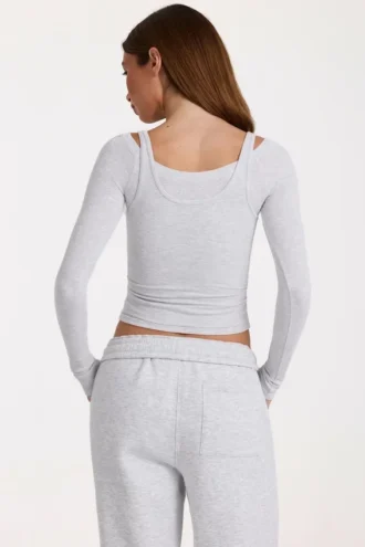 Haut superposé en modal gris chiné