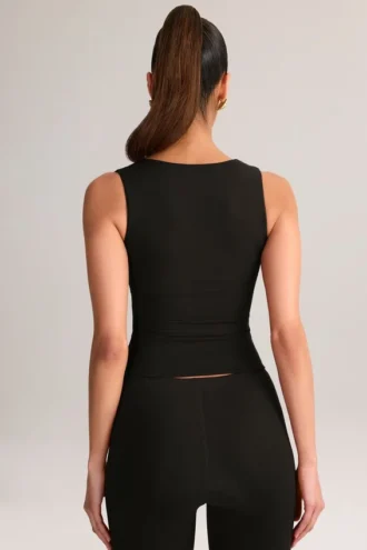 Haut Vivee en modal à encolure carrée, noir
