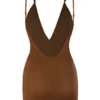 Intimates Intimates Robe Courte Multi-Positions en Maille Douce, Couleur Marron