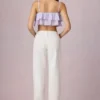 Jean Bobbi à taille mi-haute et jambes évasées, délavage écru