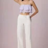 Jean Bobbi à taille mi-haute et jambes évasées, délavage écru