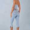 Jean capri en denim clair à taille mi-haute Landon