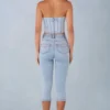 Jean capri en denim clair à taille mi-haute Landon