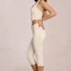 Jean capri taille mi-haute Anessa, couleur ivoire