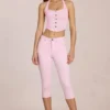 Jean capri taille moyenne Anessa en rose pâle