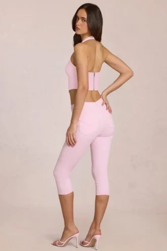 Jean capri taille moyenne Anessa en rose pâle