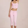 Jean capri taille moyenne Anessa en rose pâle