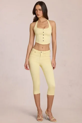 Jean capri taille moyenne Anessa, jaune citron
