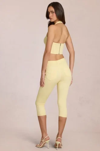 Jean capri taille moyenne Anessa, jaune citron